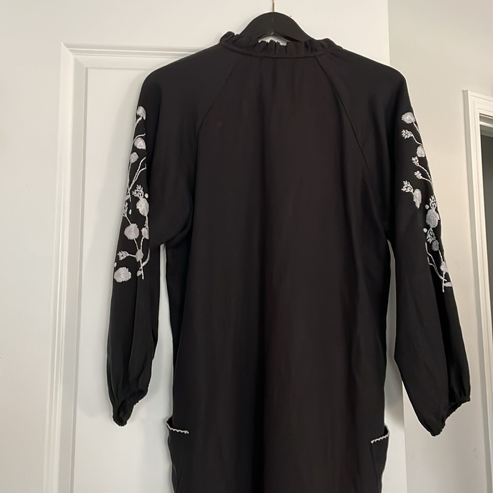 Dolan at Anthropologie Shift Dress Black White SizeM Embroidered Baggy Bohemian - Picture 9 of 14